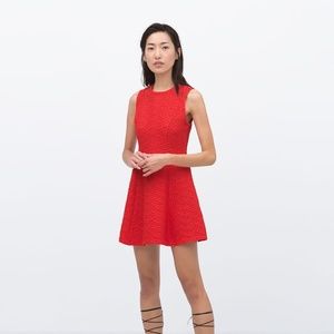 ZARA RED JACQUARD DRESS